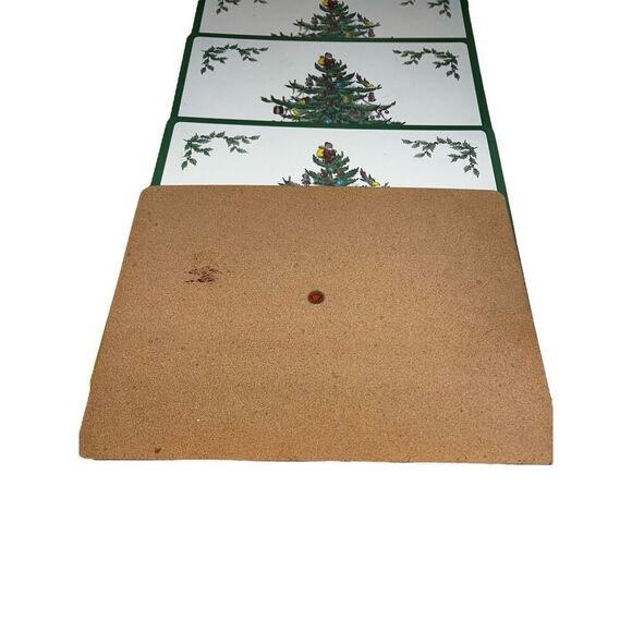 Vintage Spode Pimpernel Hard Cork Christmas Tree Place Mats Set of 4 - Picture 2 of 5